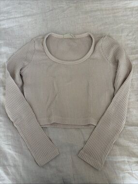 Madewell Long Sleeve Waffle Knit Top in Light Beige